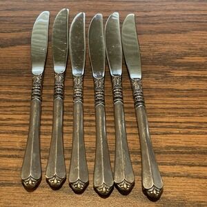 Set of 6‎ "Cherie" Orleans Silver Stainless Modern Solid Dinner Knives – 9 1/8"